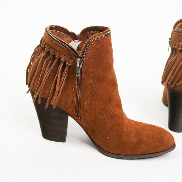 Dolce Vita Size 8.5 Hiro Fringe Suede Bootie Boots Shoes Boho Western Festival - Picture 6 of 7